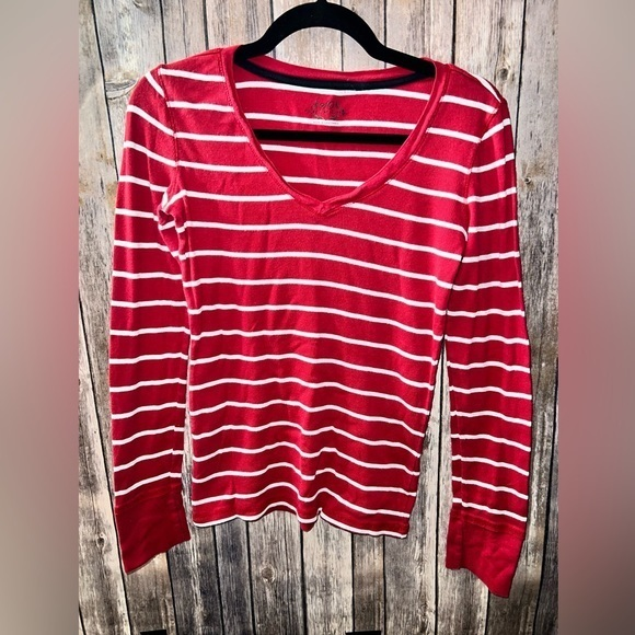 SO brand long sleeve t shirt, red and white stripe, size large - Picture 1 of 8